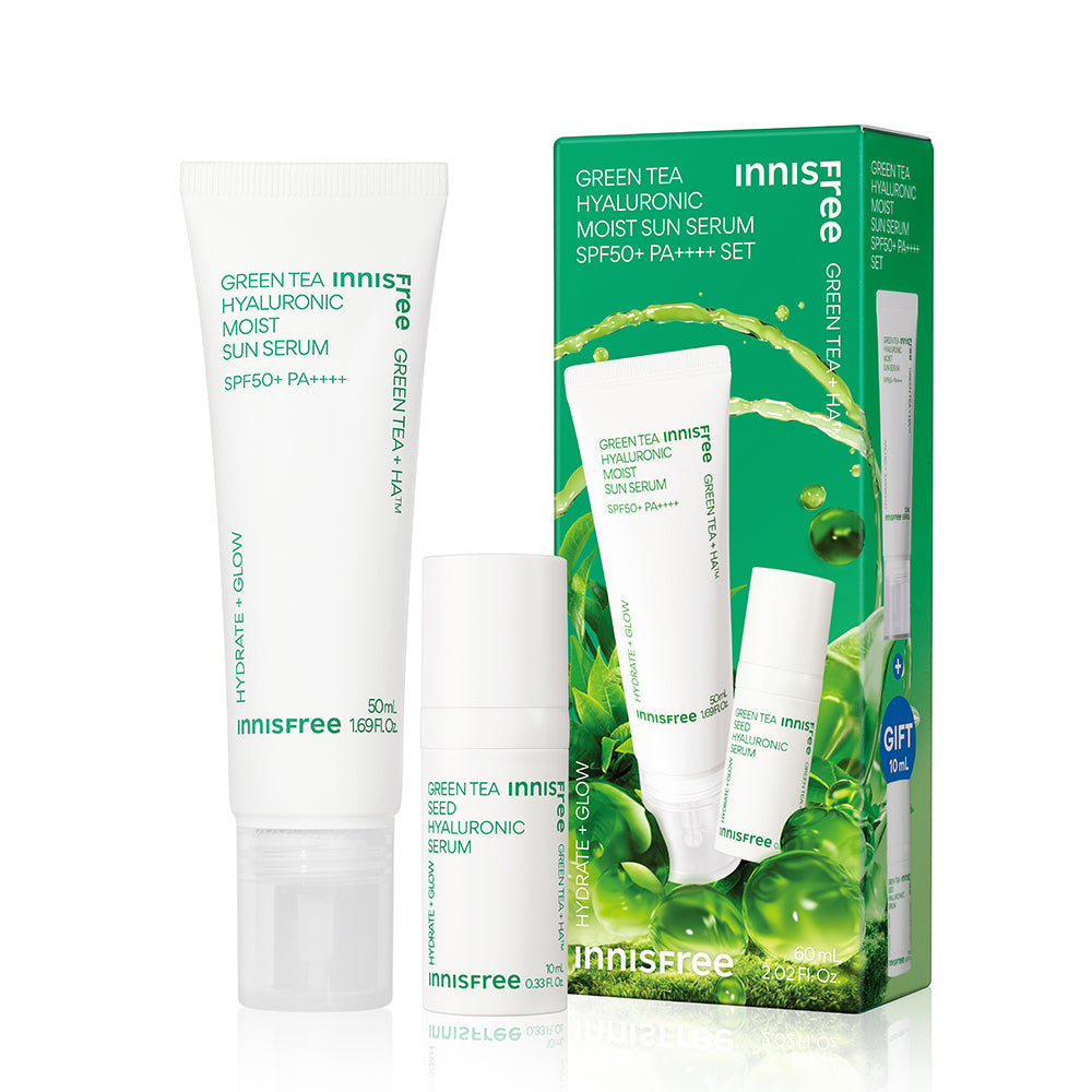 Innisfree Green Tea Hyaluronic Moist Sun Serum SPF50+ PA++++ Set